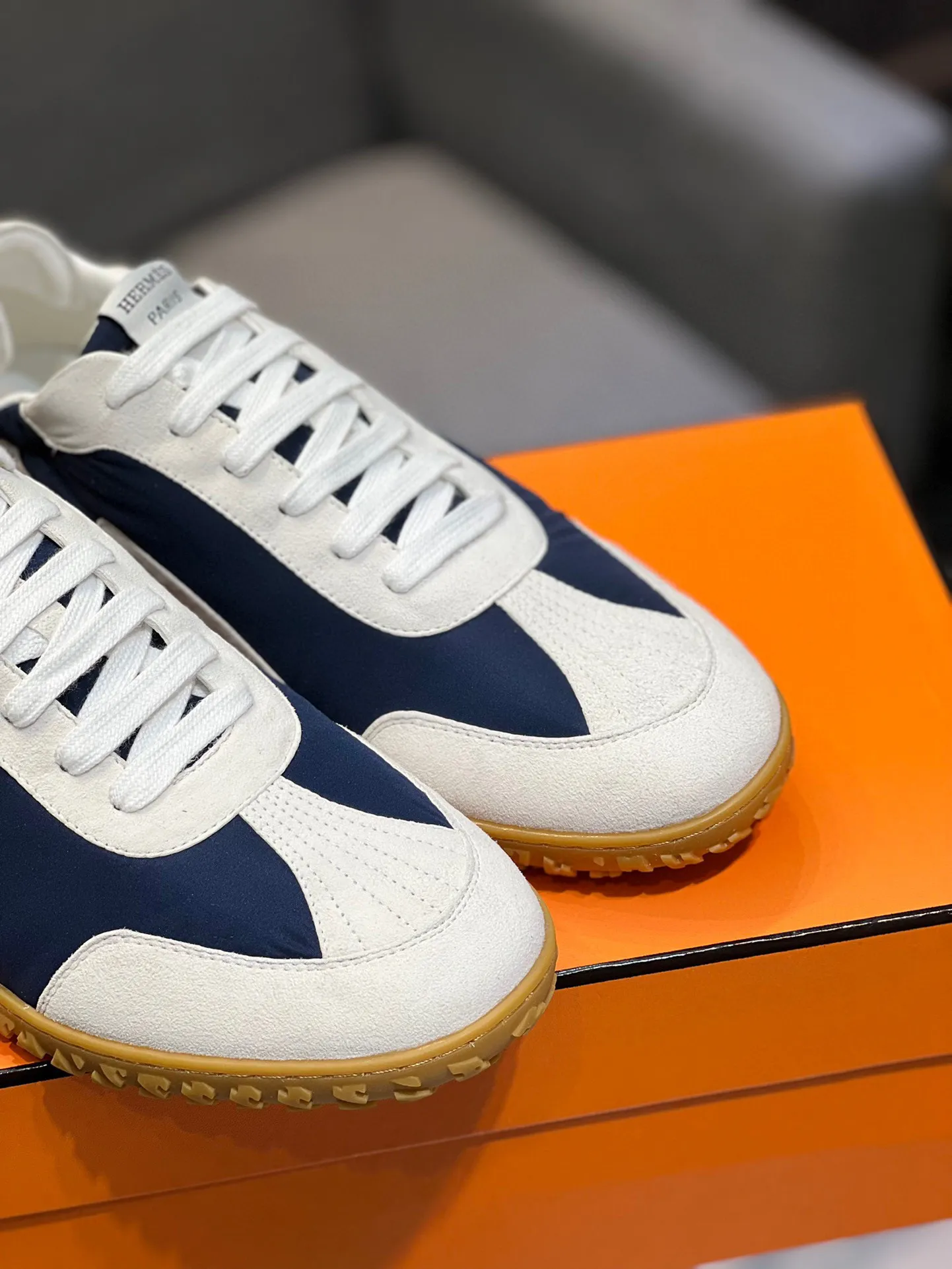 Men's shoes 💰660 [HERMES] Hermès - High-end quality original order 🔍🔍 - Upper: 🔝 cowhide suede splicing design - Inner lining: imported mixed sheepskin - Outsole: TPR foam · Rubber: two-color combined molding outsole - Super high quality control · Fine workmanship: highlighted (high-end, luxury, grade) -Size: 38-44 (45, 46, can be customized)